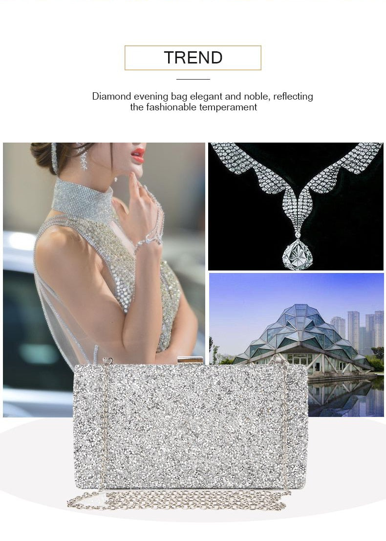 Diamond Sequin Evening Clutch - Flawlessly Exquisite