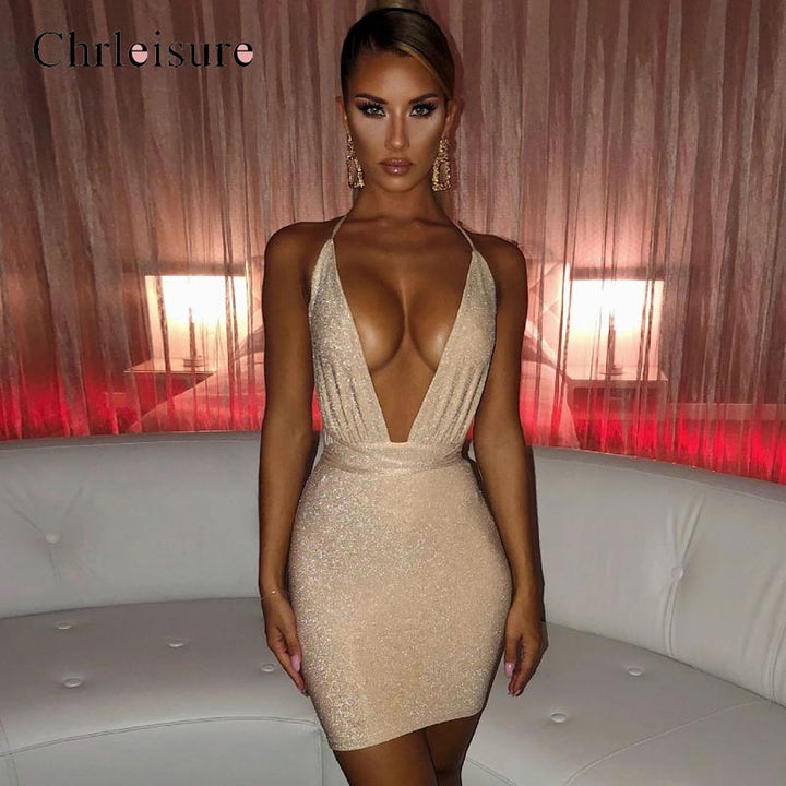 Sexy Backless Glitter Dress - Flawlessly Exquisite