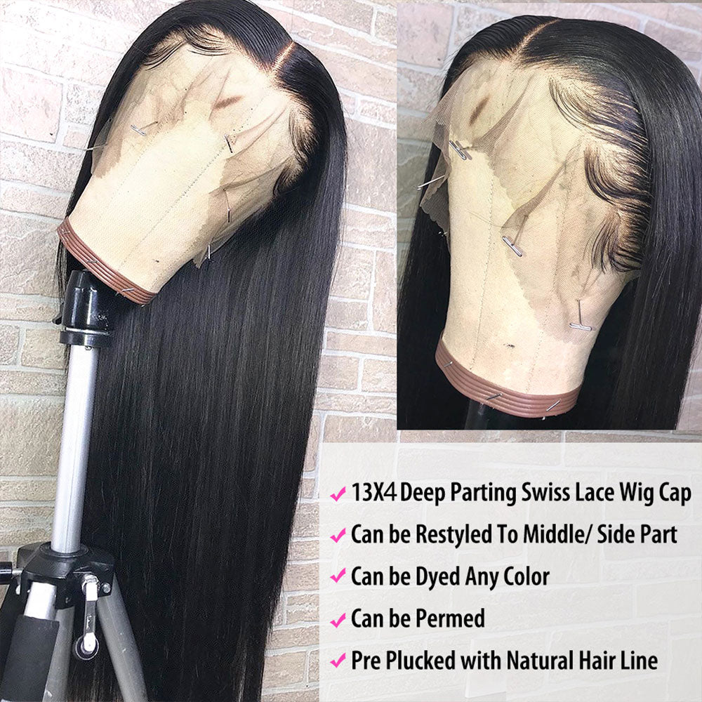 28 30 40 Inch Lace Front Human Hair Wigs/ Pre Plucked Brazilian Remy Hair 13x4 Straight Lace Frontal Wig - Flawlessly Exquisite